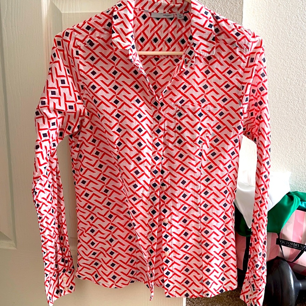 Halogen silk/cotton top